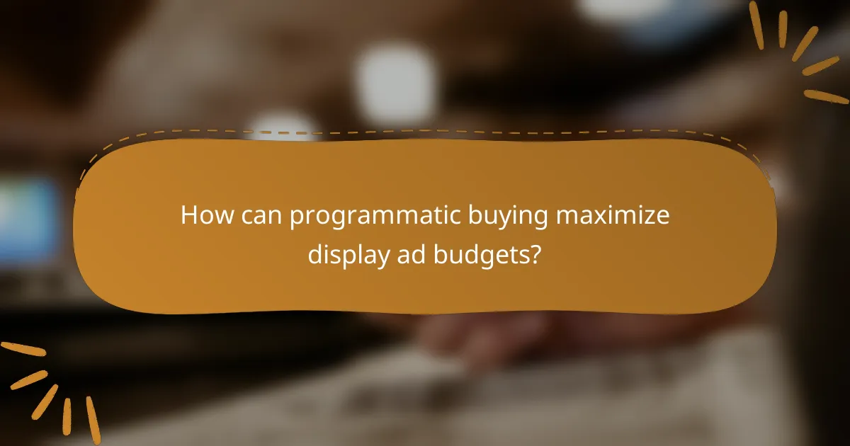 How can programmatic buying maximize display ad budgets?