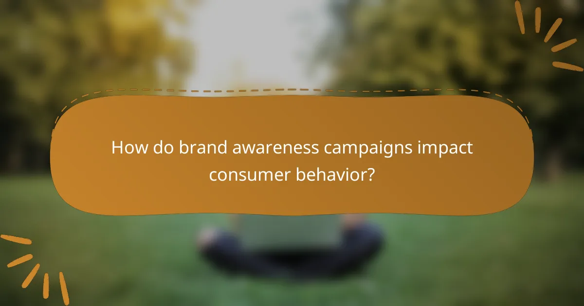 How do brand awareness campaigns impact consumer behavior?