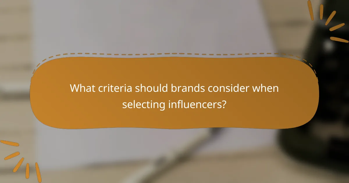 What criteria should brands consider when selecting influencers?